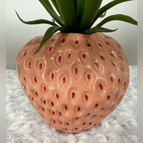 Strawberry and Faux Plant Planter - Picture 2 of 3